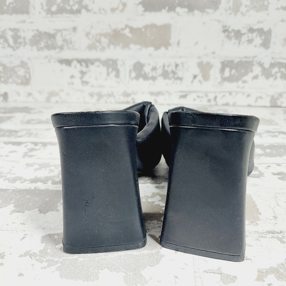 NEW Open Edit Saydee Black Block Heel Slip On Square Toe Sandals O343 - Picture 7 of 11